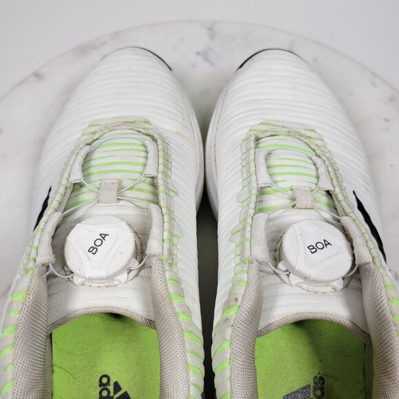 Adidas Golf Shoes Youth 4.5 White Green BOA Lace Spikes Bounce Athletic Footwear main image 8